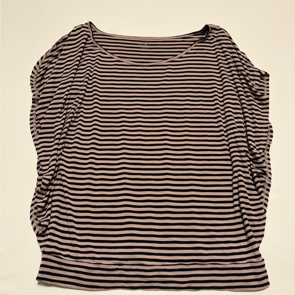 LOFT Striped Short Sleeve Tee in Black and Cream